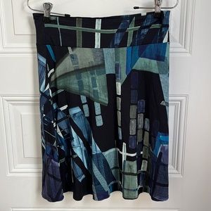 Salaam flare skirt, black and blue, size M